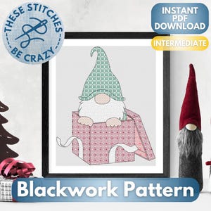 Gnomo di Natale - Motivo Blackwork di These Stitches Be Crazy