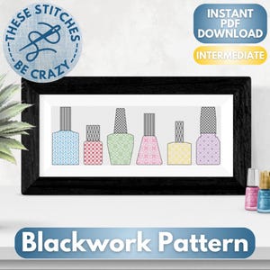 Nail Polish - Blackwork Pattern by These Stitches Be Crazy