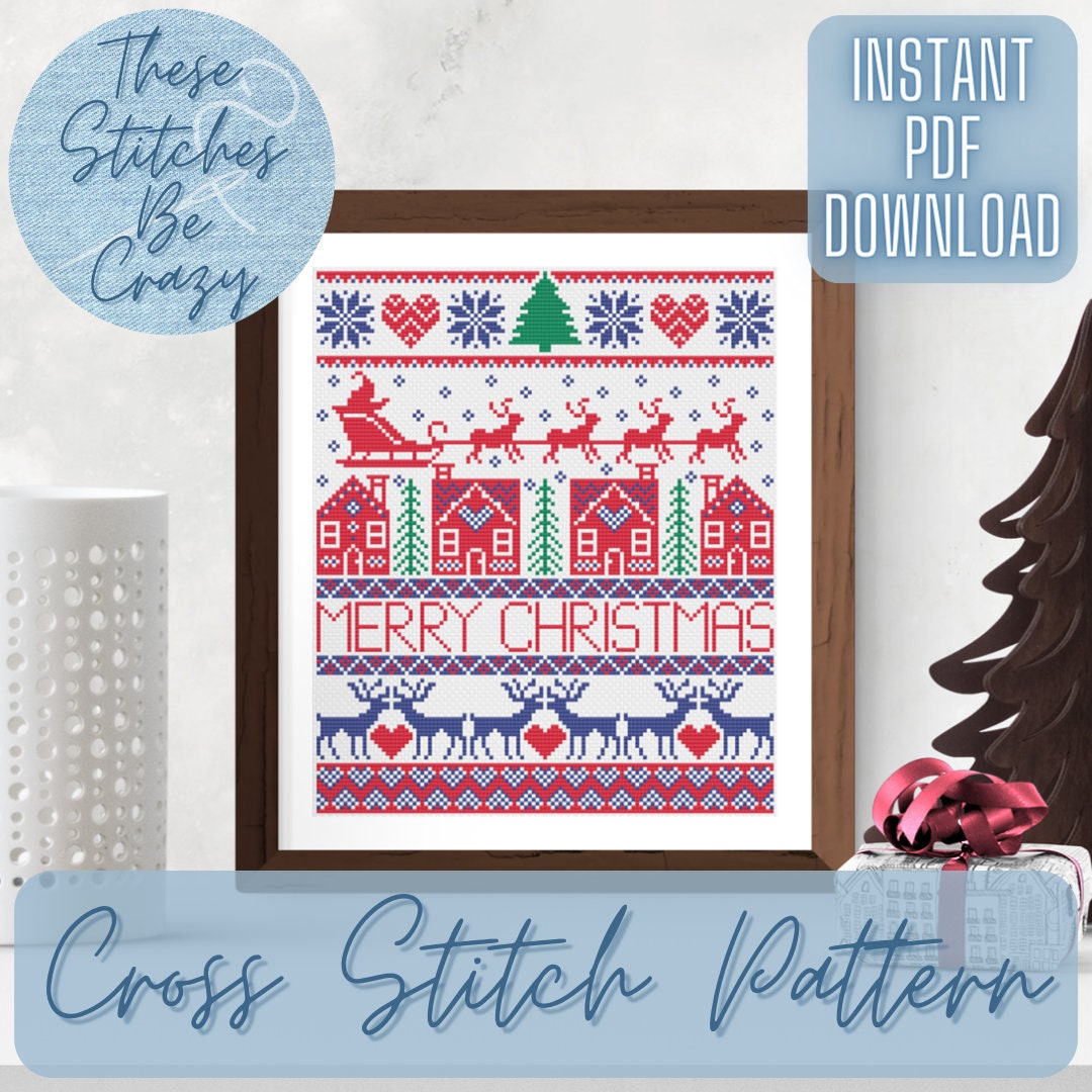 Scandinavian Christmas - Cross Stitch Pattern (PDF Download) Nordic ...