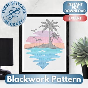 Tropical Sunset - Blackwork Pattern by These Stitches Be Crazy