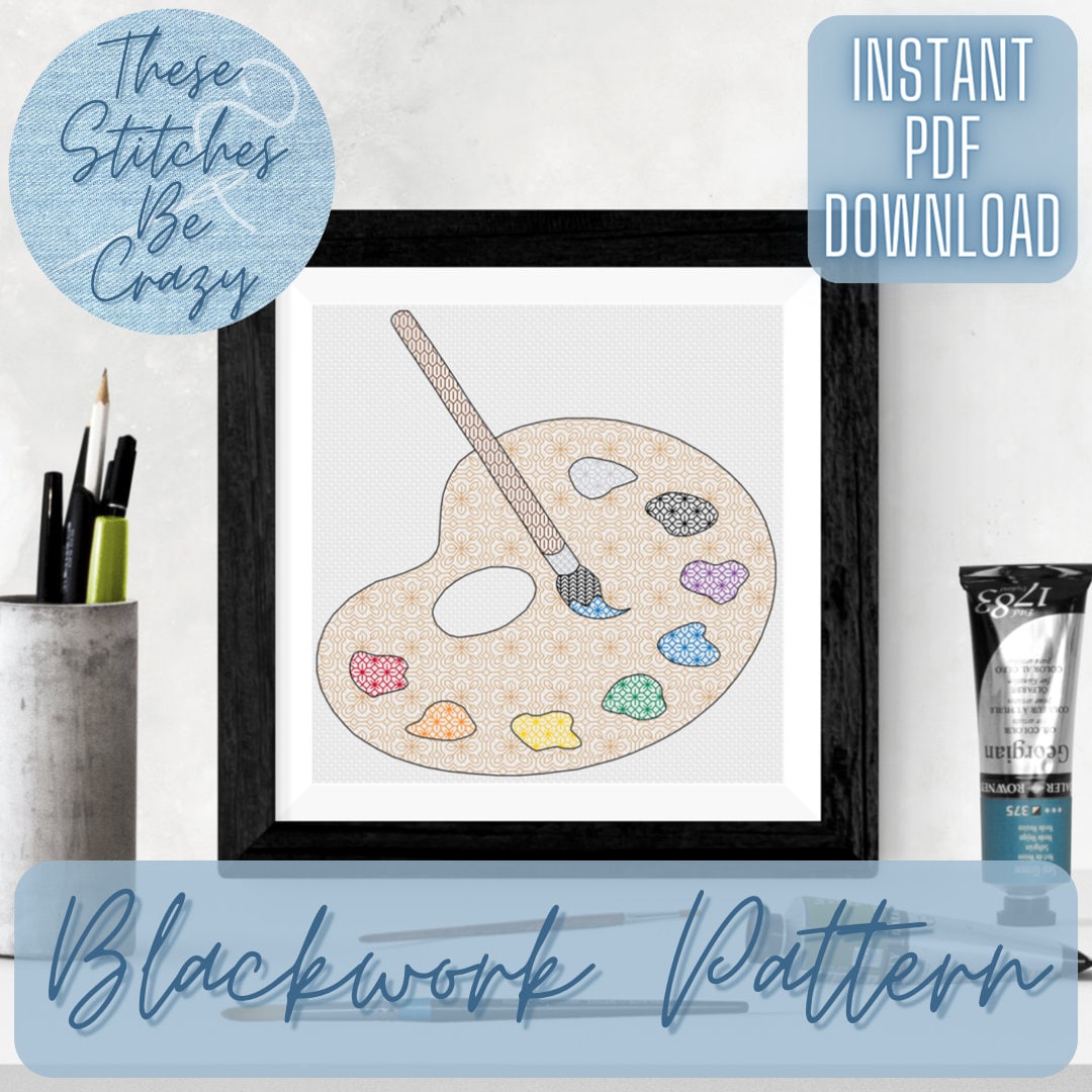 Artist Palette - Blackwork Pattern (PDF Download) Painting Art Hobby ...