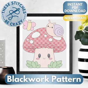 Niedliches Pilz - Blackwork Pattern von Stitches Be Crazy