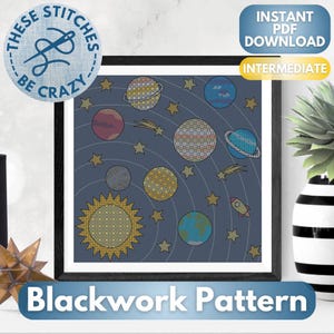 Our Solar System - Blackwork Pattern by These Stitches Be Crazy