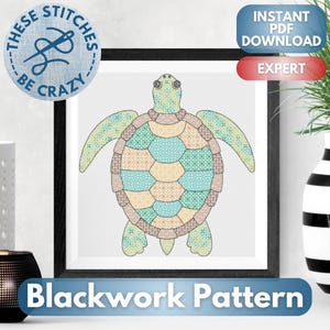 Salzige Meeresschildkröte - Blackwork-Muster vonThese Stitches Be Crazy