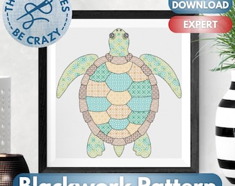 Salty Sea Turtle - Blackwork Pattern by These Stitches Be Crazy
