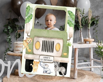 Wild One Birthday Selfie Frame, Jeep Safari Birthday Party Sign, Safari Party Decorations, 1st Birthday Jungle Safari Party, Wild and Two