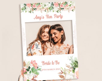 Pink Floral Hen Party Selfie Frame and Party Sign,  Hen Party Photobooth Frame, Pink Welcome Sign Hen Party Sign, Bridal Shower Party Sign