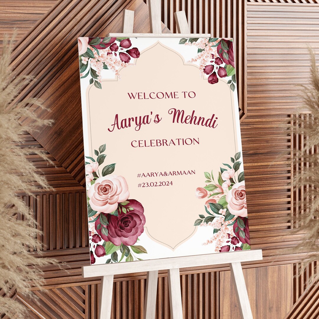 Mehndi Sign Template, Mehndi Poster, Mehndi or Nikah