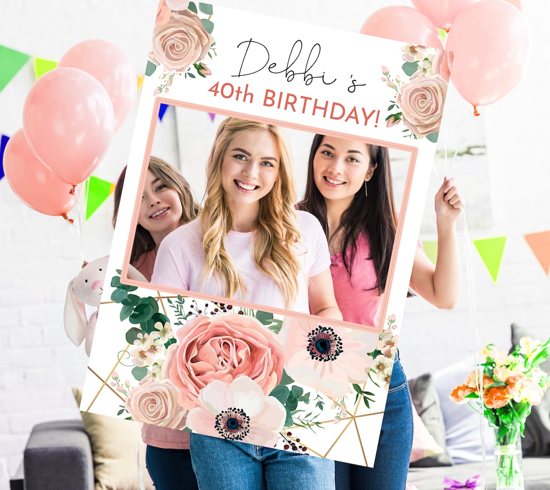 Birthday Party Selfie Frame Floral Photobooth Frame 30 Etsy UK