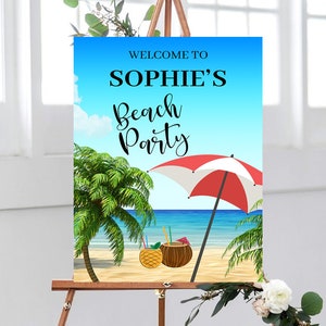 Beach Party Birthday Sign, Beach Party Decorations, Birthday Welcome Sign, Party, 50th Birthday Party, 60th Welcome Sign, ANY AGE