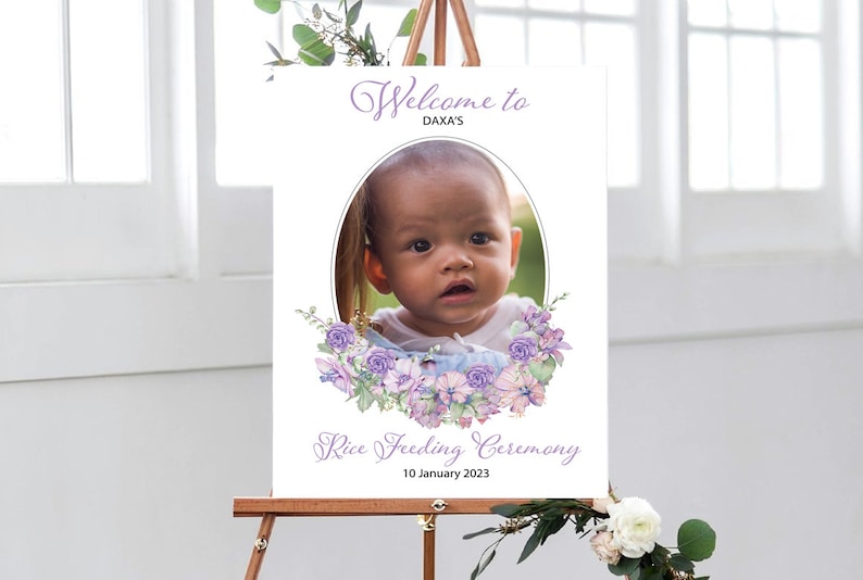 First Rice Ceremony Annaprashan Welcome Sign, Weaning Ceremony Sign, Newborn Rice Ceremony Sign, Hindu feeding ceremony image 5