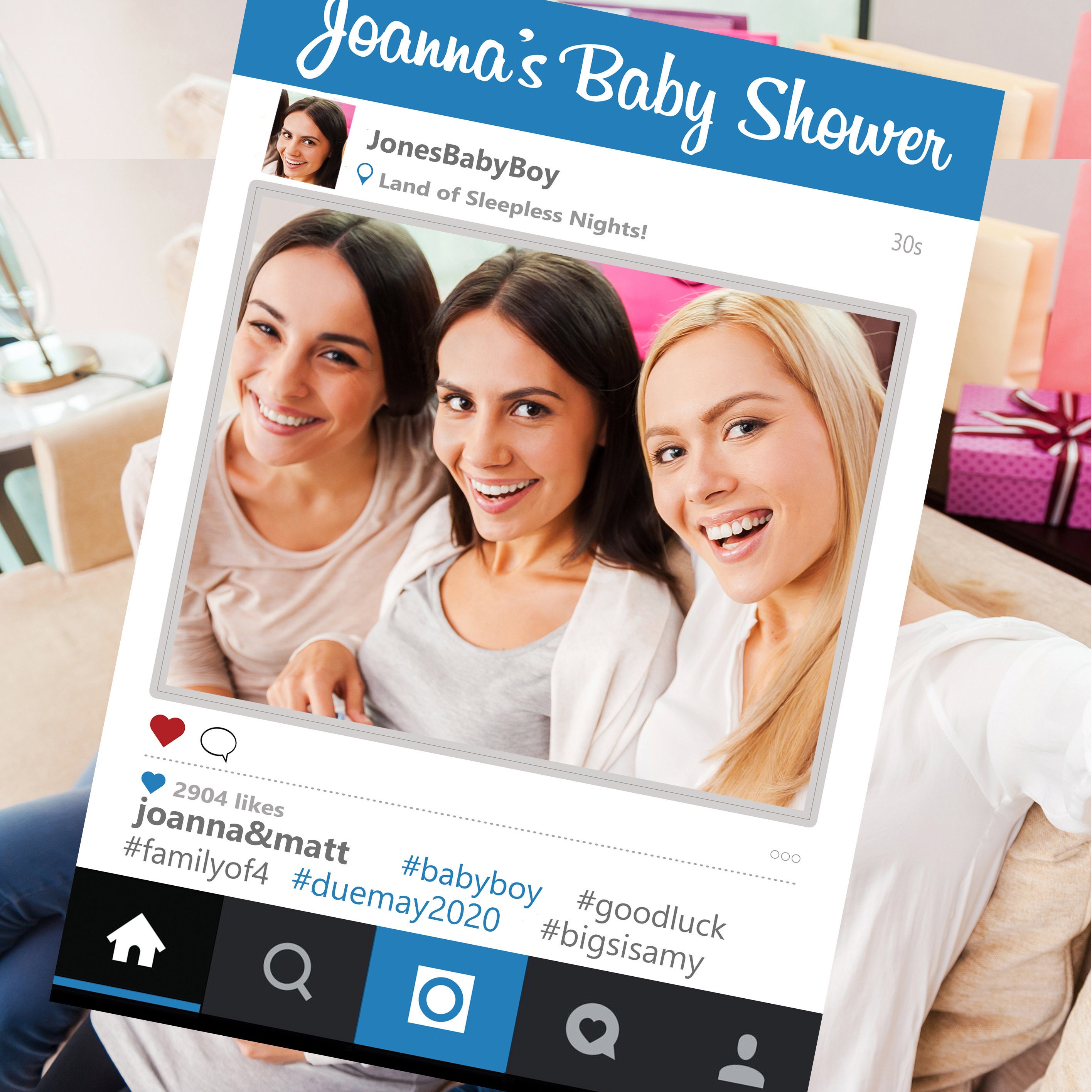 Baby Shower Selfie Frame Baby Shower Photo Booth Frame Etsy