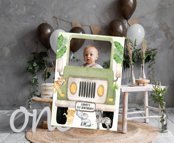 Wild One Birthday Selfie Frame, Jeep Safari Birthday Party Sign, Safari Party Decorations, 1st Birthday Jungle Safari Party, Wild and Two