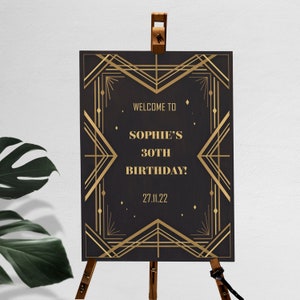 Art Deco Party Welcome Sign, Gatsby Party Sign, Fun Great Gatsby Party Decorations, Roaring Twenties Party Sign, 1920's Party Sign