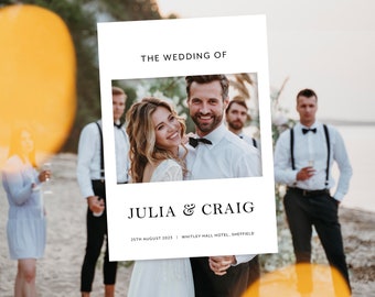 Classic White Wedding Selfie Frame, Matching Simple Wedding Sign, Monochrome Wedding Signs