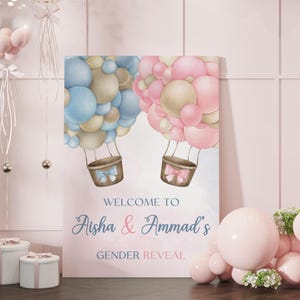 Gender Reveal Party Sign Balloon Pink and Blue Gender Reveal Welcome Party Sign Baby Reveal, Boy or Girl Welcome Sign, Gender Reveal Ideas