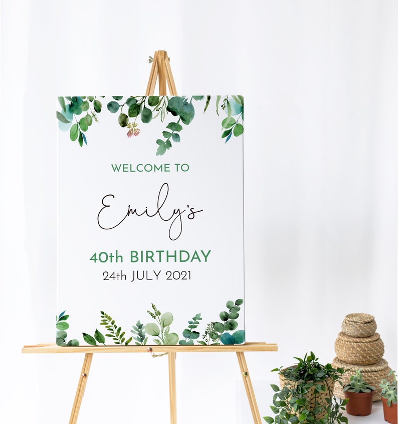 Birthday Party Decorations Eucalyptus Birthday Sign Etsy UK