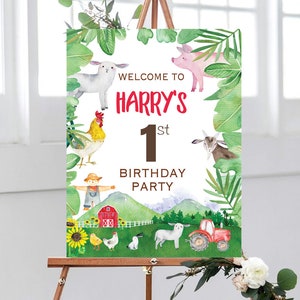 Farm Birthday Welcome Sign, Barnyard Birthday Welcome Sign, Farm Party Decorations, Farm Theme Birthday, Farm Animal Birthday, 1st birthday image 1