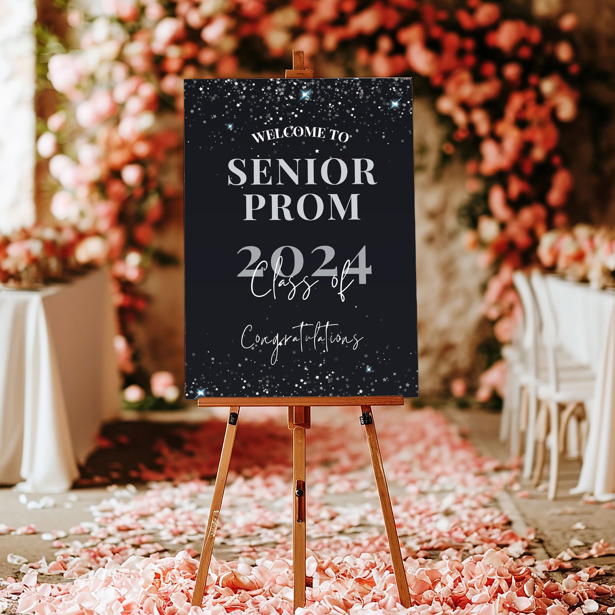 Prom Day Sign Black and Silver Prom Party Sign, Welcome to Prom Night Party Sign ...
