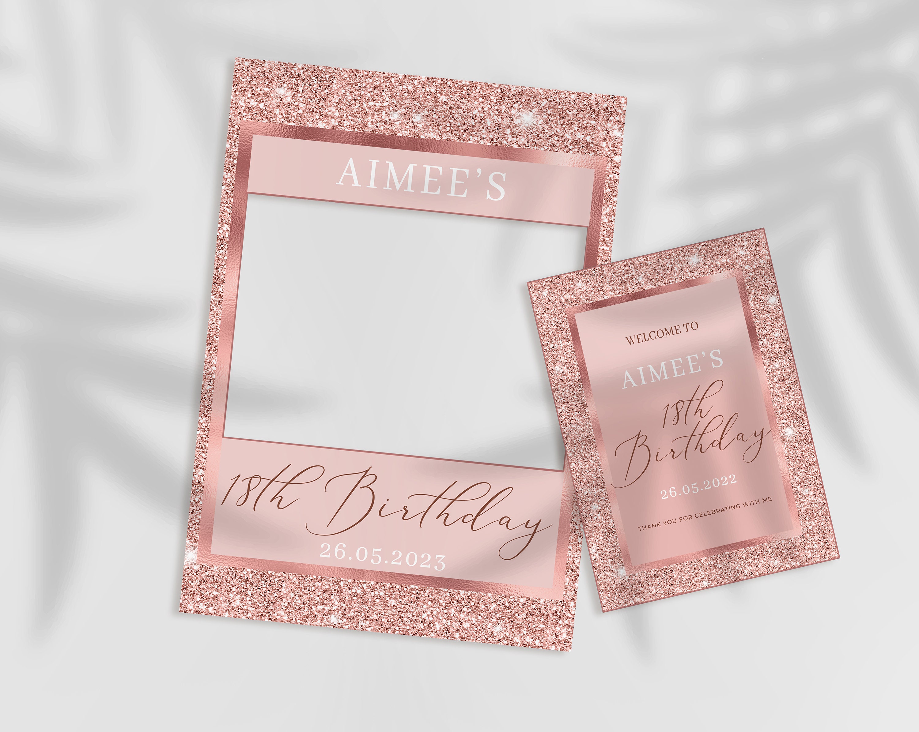 Kit Photobooth Anniversaire Rose Or - Cadre Photo Gonflable + 33 Accessoires Props Selfie