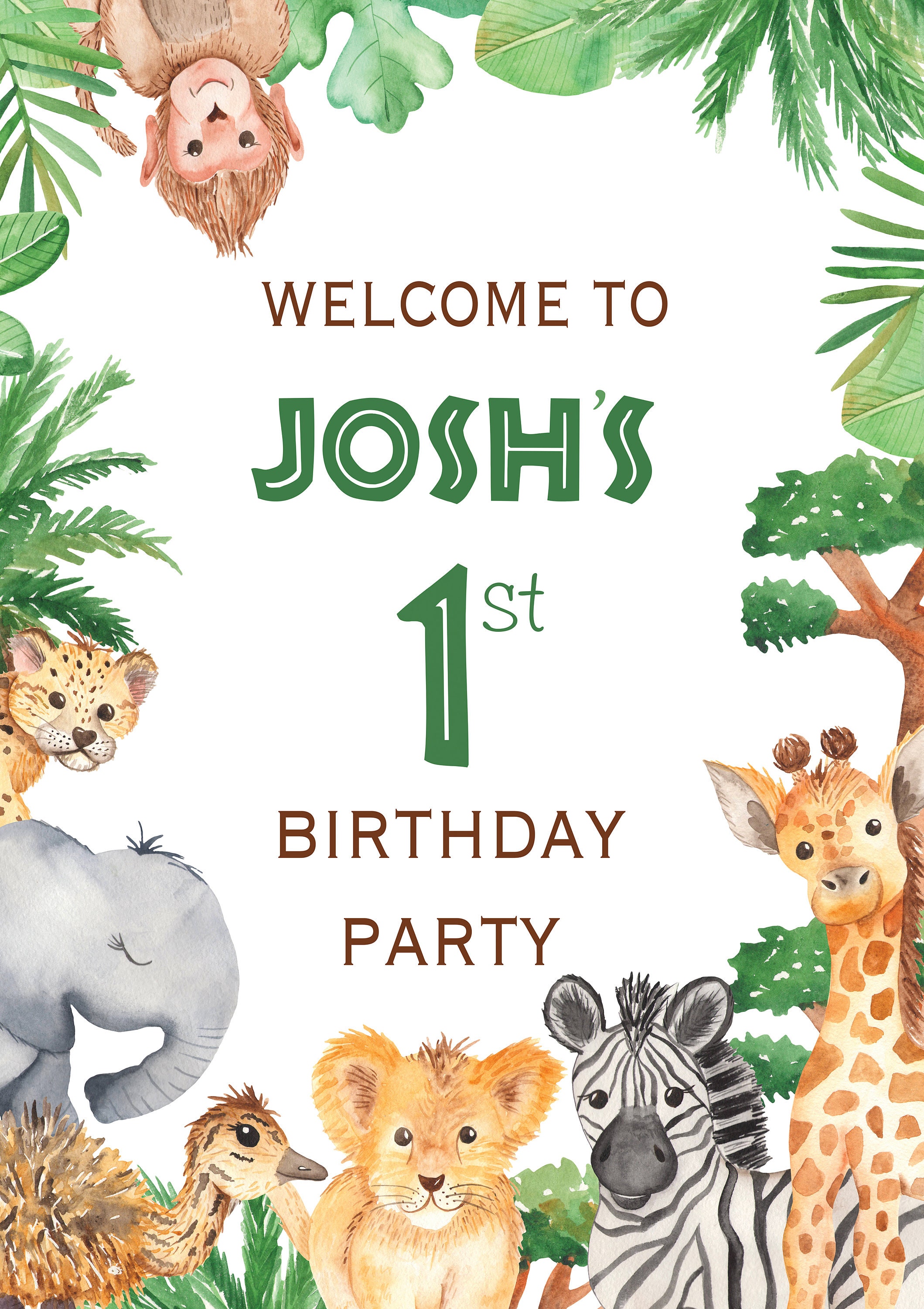 safari friends birthday poster