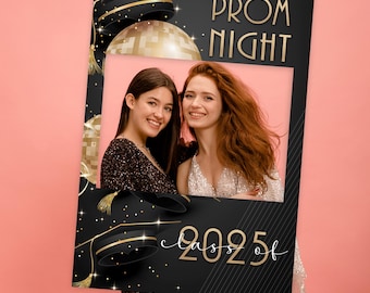 Black and Gold Prom Selfie Frame & Party Sign, Prom Night Photobooth Frame, Prom Party Decoration, Black and Gold Prom Welcome Sign