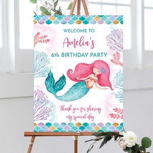 Mermaid Birthday Party Welcome Sign, Girl Mermaid Tail, Mermaid Party Decor, Welcome Under The Sea, Mermaid Birthday Party Decorations