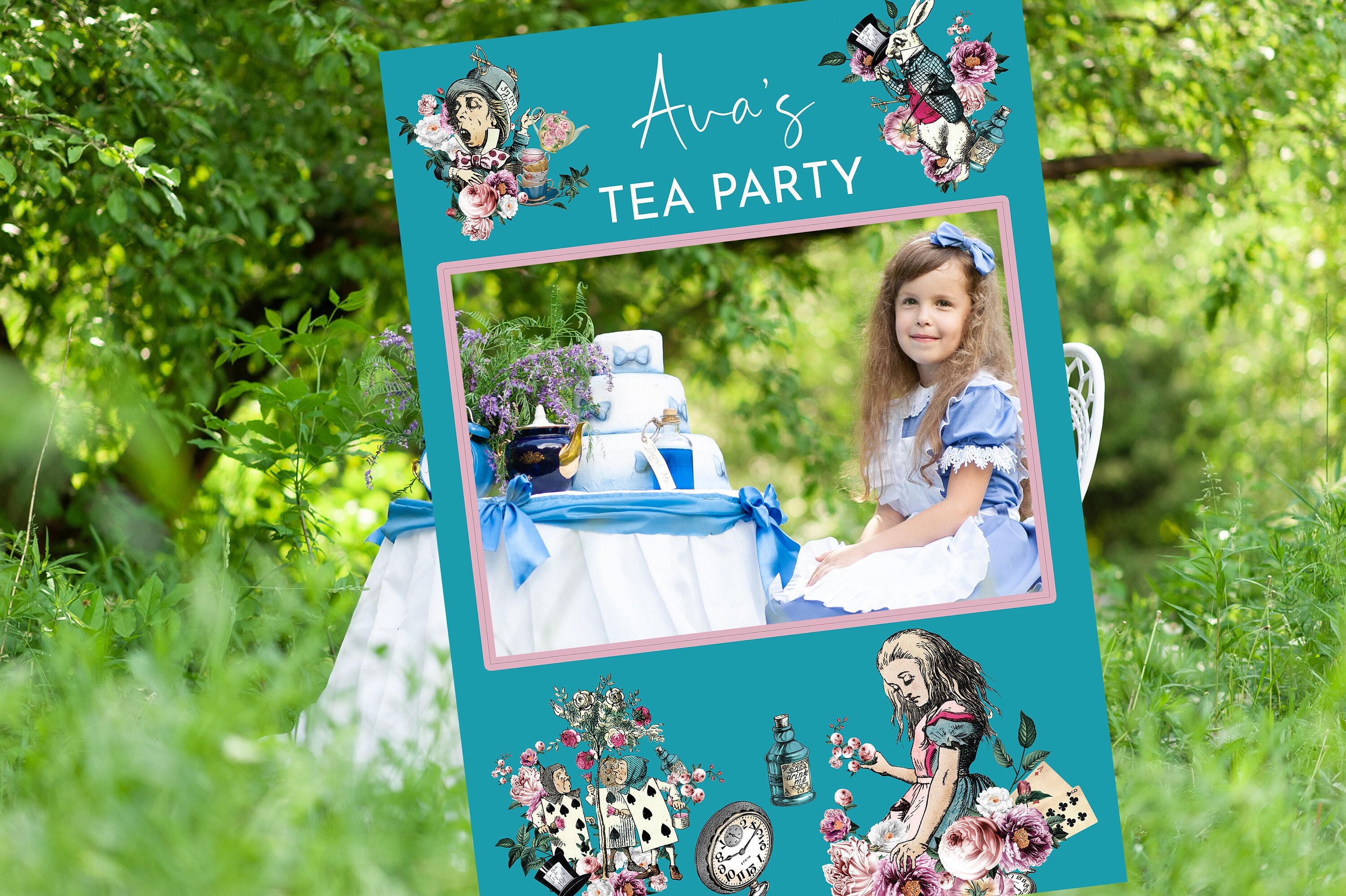 Alice In Wonderland Selfie Frame, Party Frame for Mad Hatter Tea