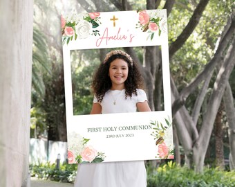 Blush Pink 1st Holy Communion Selfie Frame & Welcome Sign, First Holy Communion Party Sign, Holy Communion Decorations, Holy Communion Decor