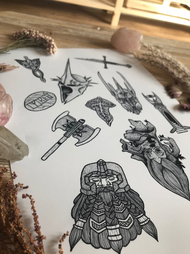 Instant Download Print Lord of The Rings Tattoo Flash ...