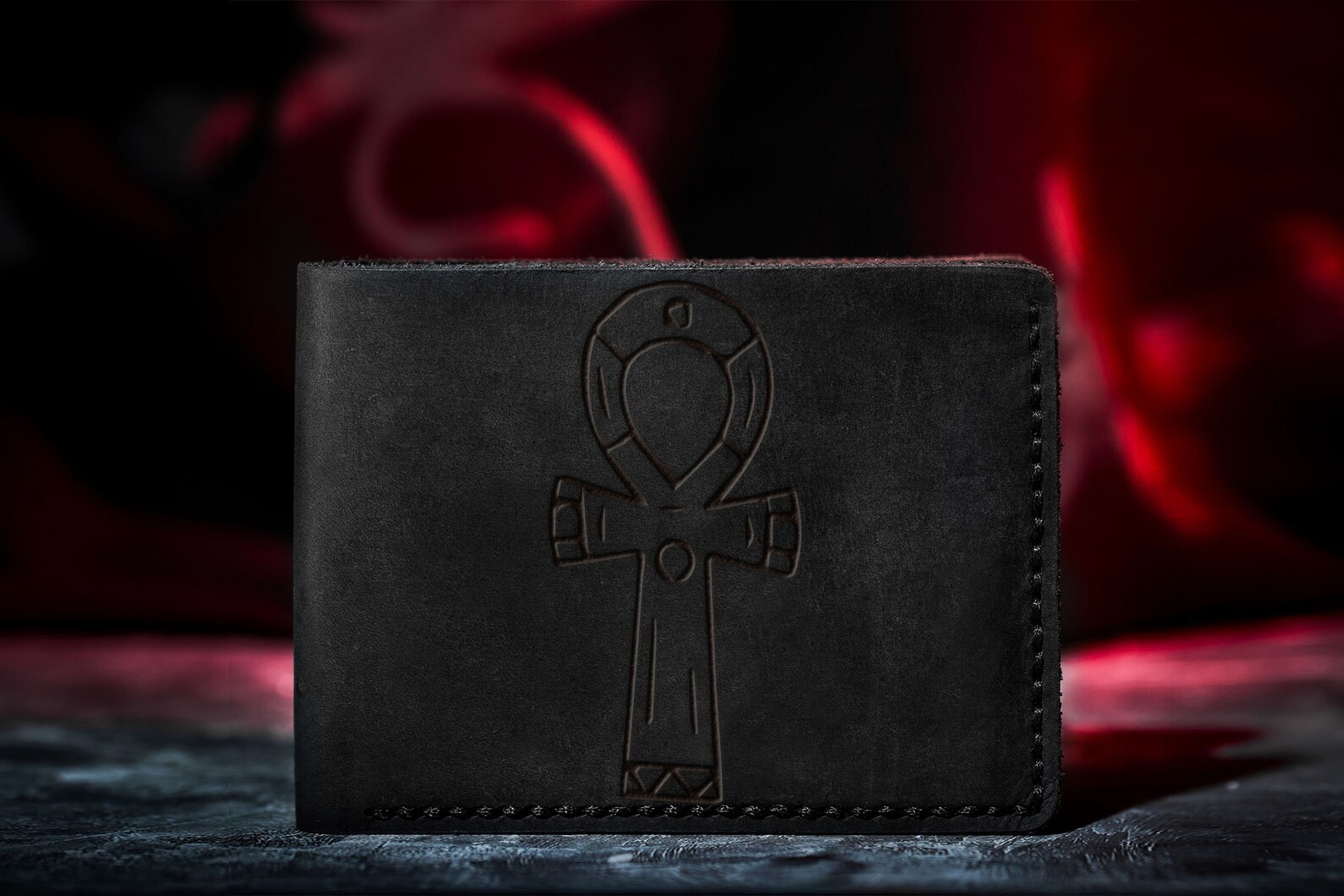 Egyptian Ankh Leather BiFold wallet Egypt symbol seamartini Etsy