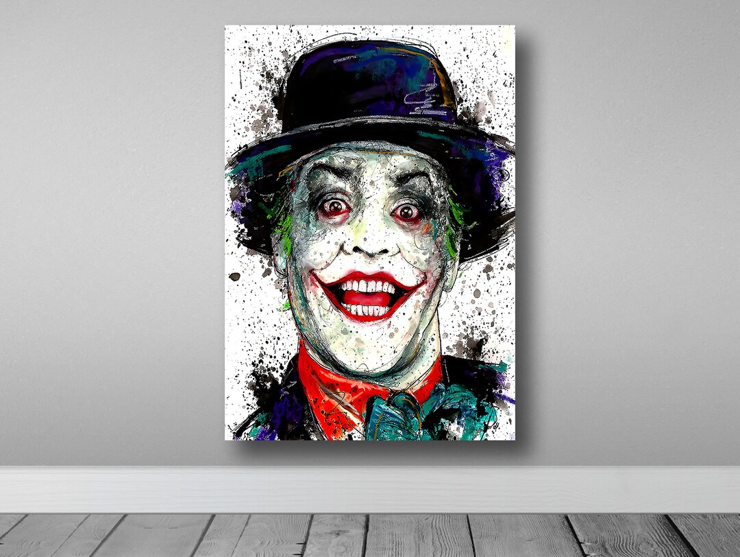 Colorful Joker Print on Canvas, Celebrity Canvas Wall Decor, Joker