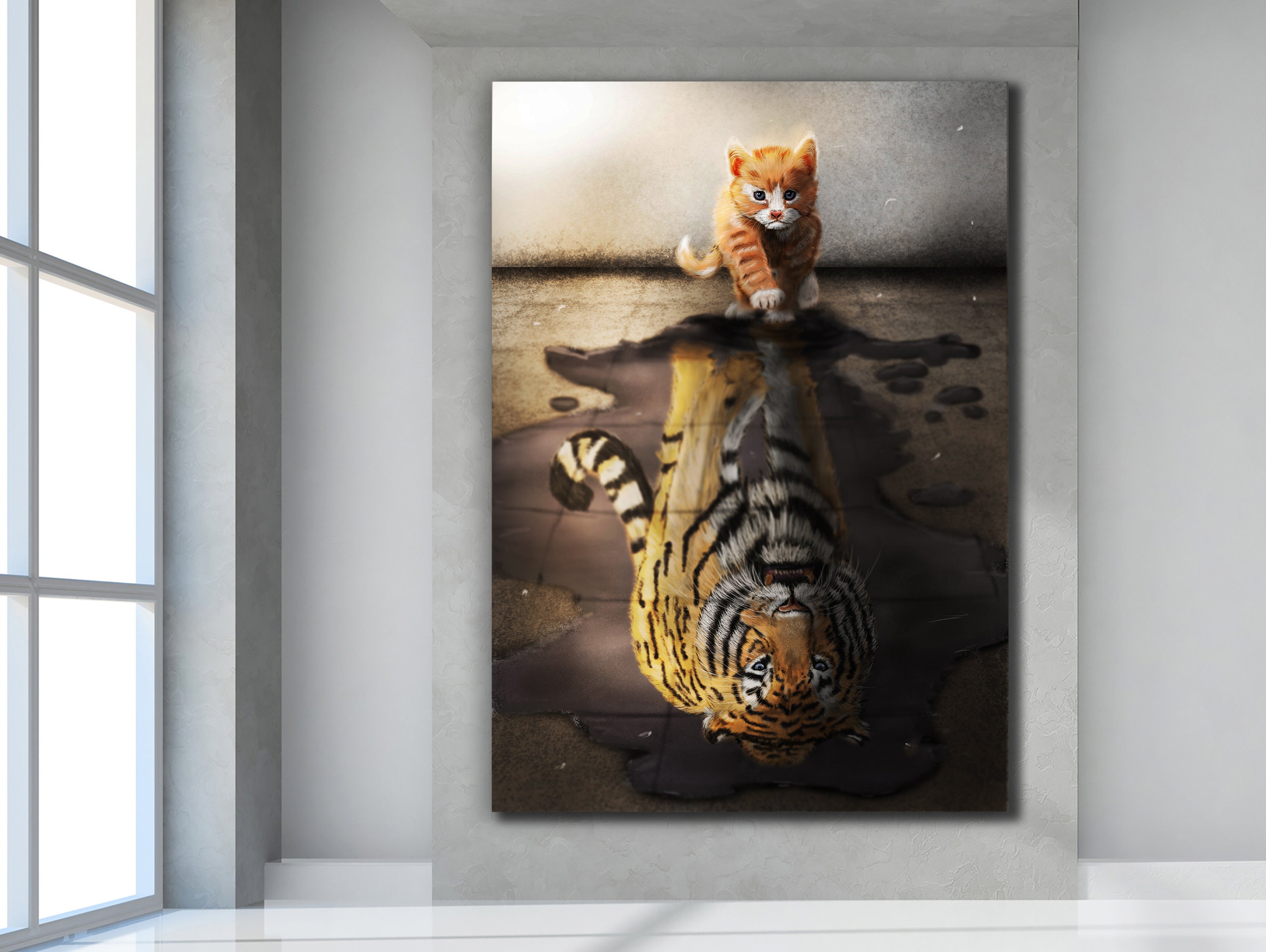 Tiger Reflection Cat Wall Arttiger Wall Decorwild Cat Home - Etsy