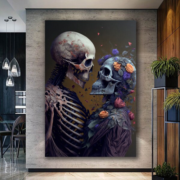 Endless Love Canvas Print, Skeleton Couple Canvas Wall Decor, Couple Canvas Wall Art, Modern Wall Decor, Skull Canvas Canvas, Love Canvas