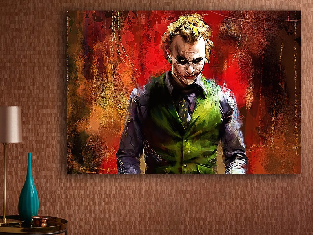 Joker Canvas Wall Decor, Heath Ledger Canvas Wall Art, Joker 2008
