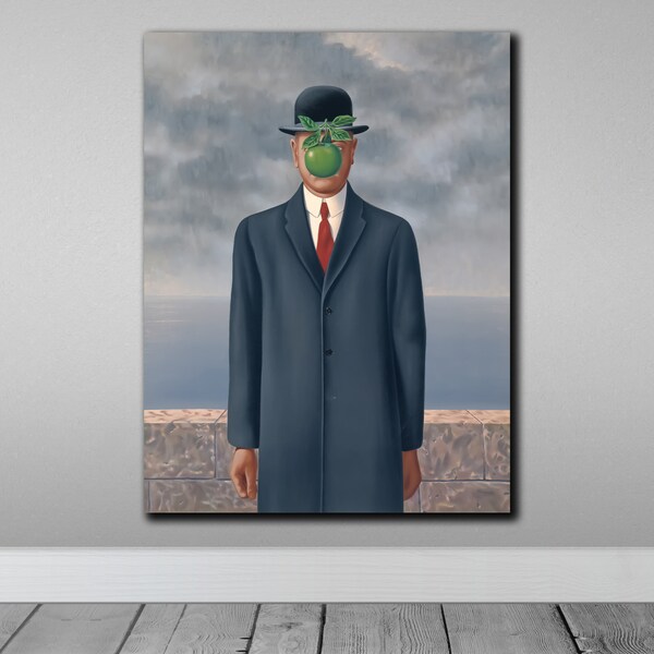 Surreal Rene Magritte Canvas Print Art,The Son of Man René Magritte Canvas Wall Art,Surreal Art Print, Surreal Painting,Wall Hanging