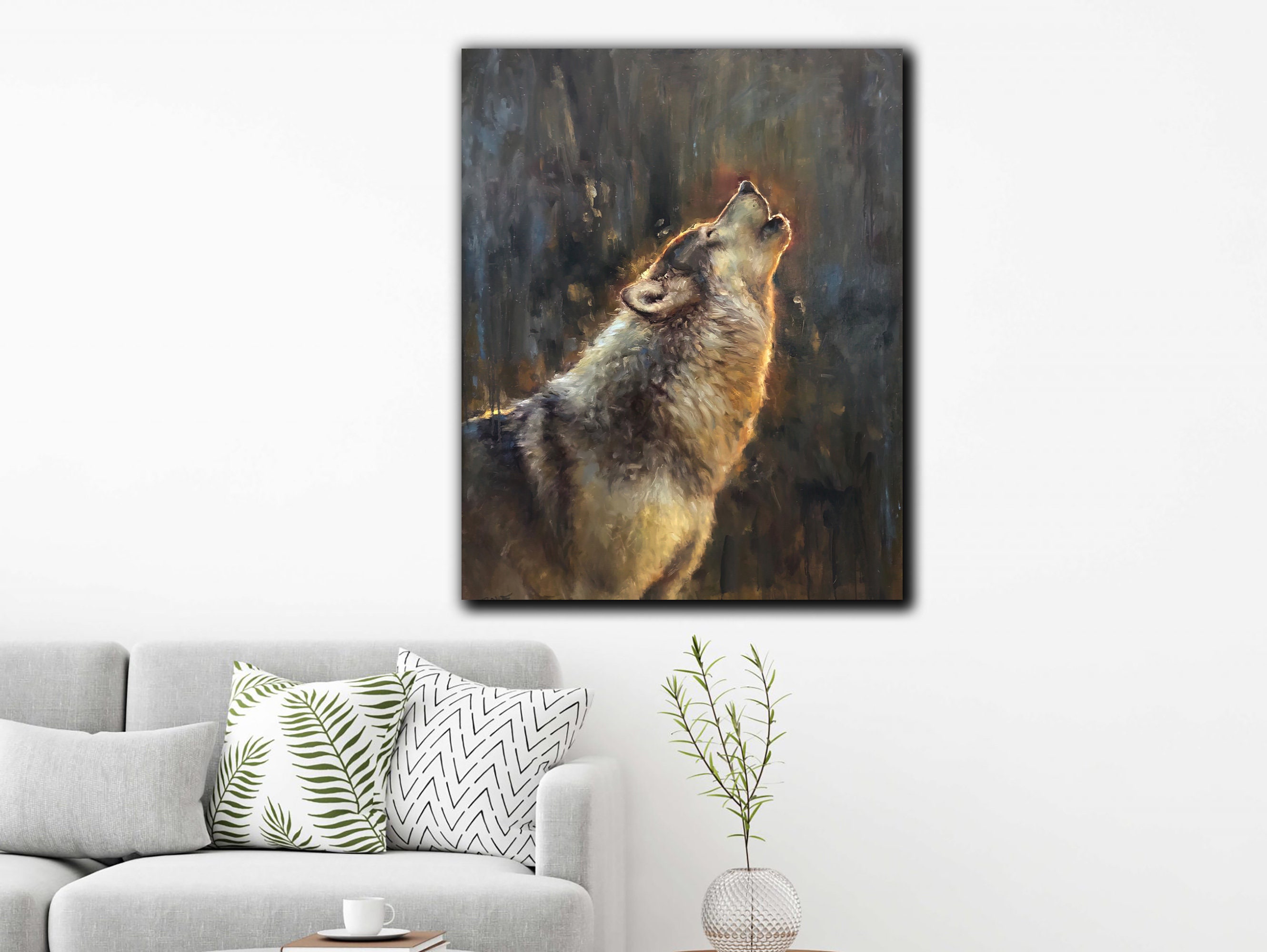 Wolf Howling Print on Canvaslone Wolf Canvas Wall Decorwolf - Etsy