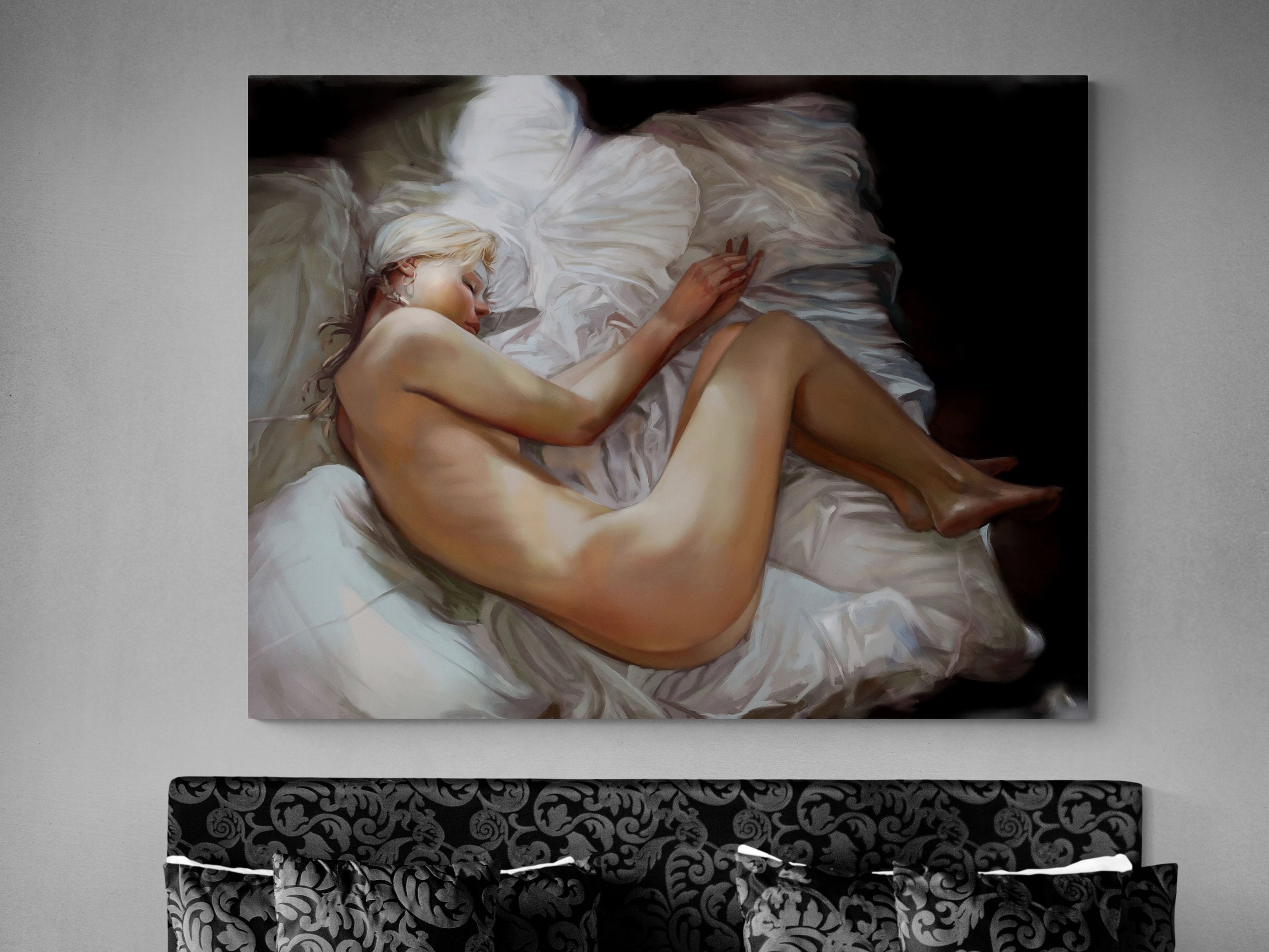 Naked Sexy Girl Print on Bedroom Wall Art Canvas Figurative pic