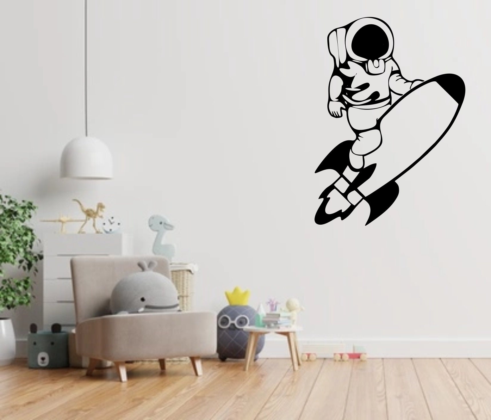 Astronaut Vinyl Wall Astronaut Rocket Decal Sticker Spaceman Etsy