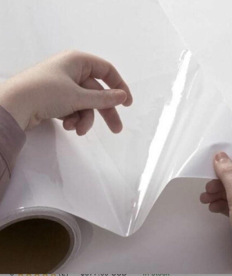 Clear Gloss Transparent Sticky Back Plastic Self Adhesive Vinyl Film Roll Sheet Bild 2