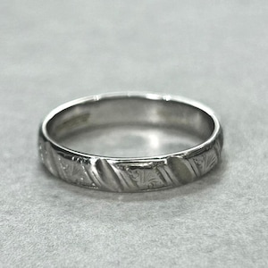 Platinum Wedding Ring Art Deco Engraved Floral Band UK Ring Size M