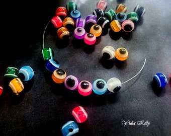 Evil Eye Beads, Multicolored Beads, Turkish Eye Beads, Evil Eye Totem Beads, Lucky Eye Beads, Beads for Jewelry Making, DIY Evil Eye, 10 pcs