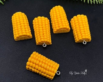 Acrylic Corn Cob Bead, Yellow Maize Jewelry Making Charm