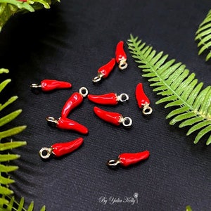 Kawaii Red Chilli, Red Peppers Clay Beads, Chilli Peppers Beads, Red Chilli Beads, Peppers Beads, Food Beads, Chilli Peppers Handmade Beads