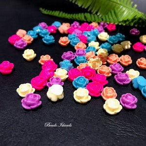 Jewelry Making, Craft Supplies, Mix Resin Rose Flower Cabochons, Acrylic Rose Cabochon, Acrylic Rose Beads, Mix Rose Acrylic Beads, 12 pcs