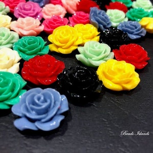 Jewelry Making, Craft Supplies, Mix Resin Rose Flower Cabochons, Acrylic Rose Cabochon, Acrylic Rose Beads, Mix Rose Acrylic Beads, 10 pcs