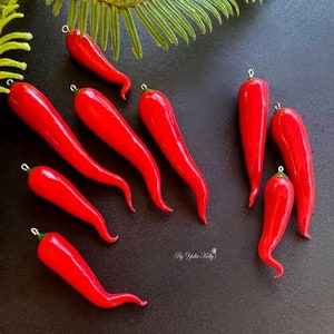 Polymer Clay Beads, Red Peppers Clay Beads, Chilli Peppers Beads, Red Chilli Beads, Peppers Beads, Food Beads, Chilli Peppers Handmade Beads