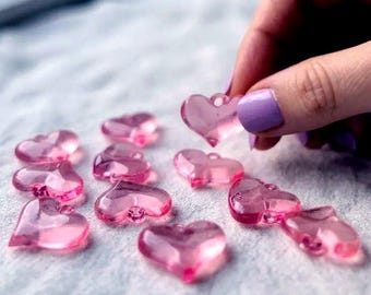 Acrylic Pink Heart Beads, Jewelry Making And DIY Jewelry Supplies