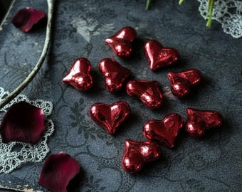 Shimmering Red Acrylic Heart Beads, Jewelry Making For Valentine’s Day, 1 pc