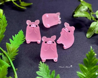Oink 2 彫刻ローズクォーツ 豚動物ビーズ | 21x13x9.5 mm | ピンク